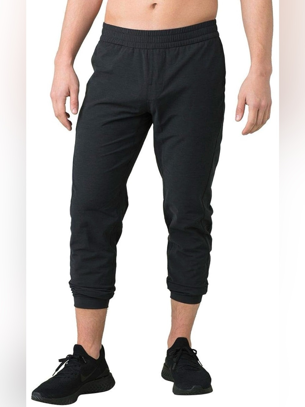 prAna Men’s West Edge Black Jogger Pants with Gray Drawcord. Size M